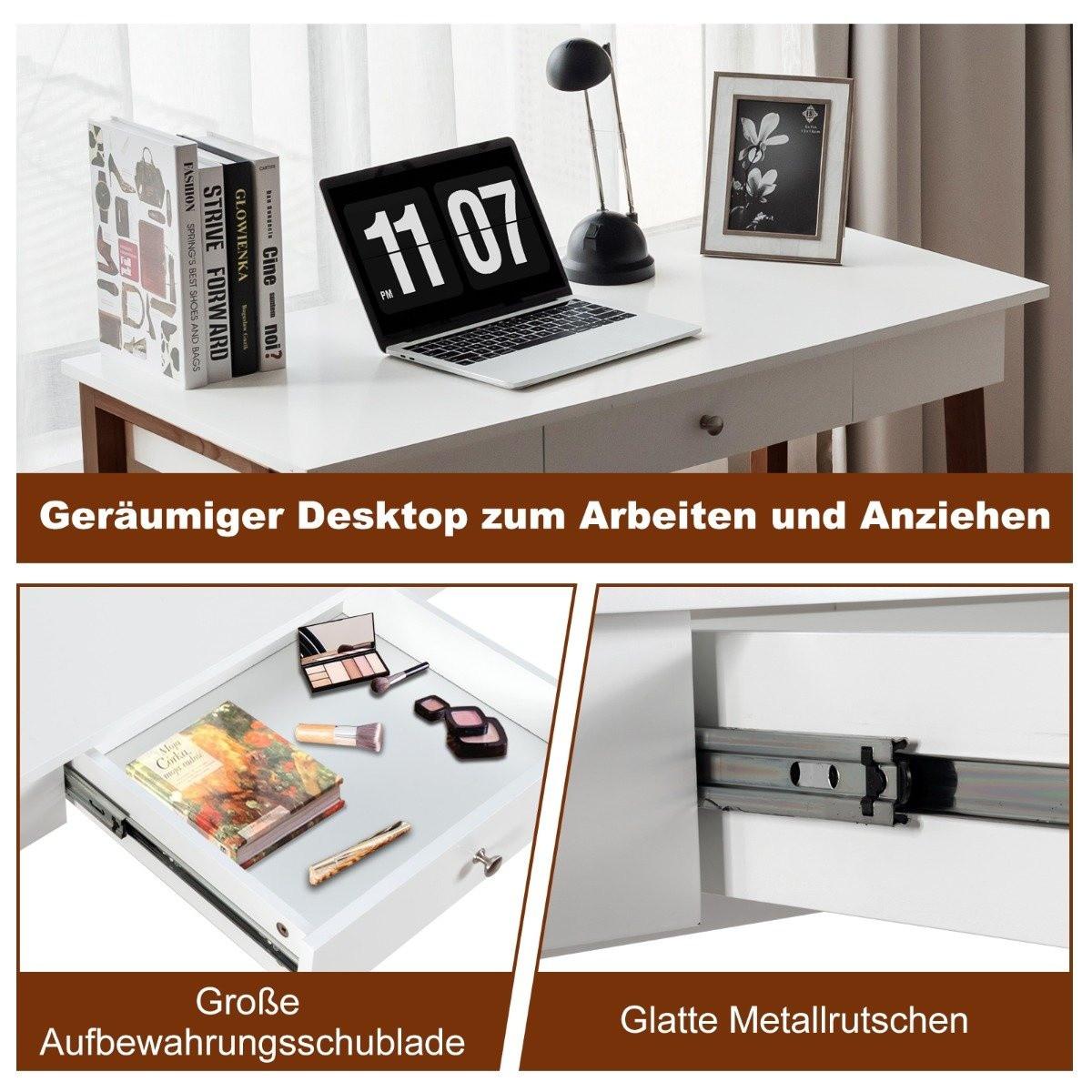 B2X Scrivania con cassetti, tavolo per computer, gambe del tavolo in gomma, toletta, tavolo da ufficio  