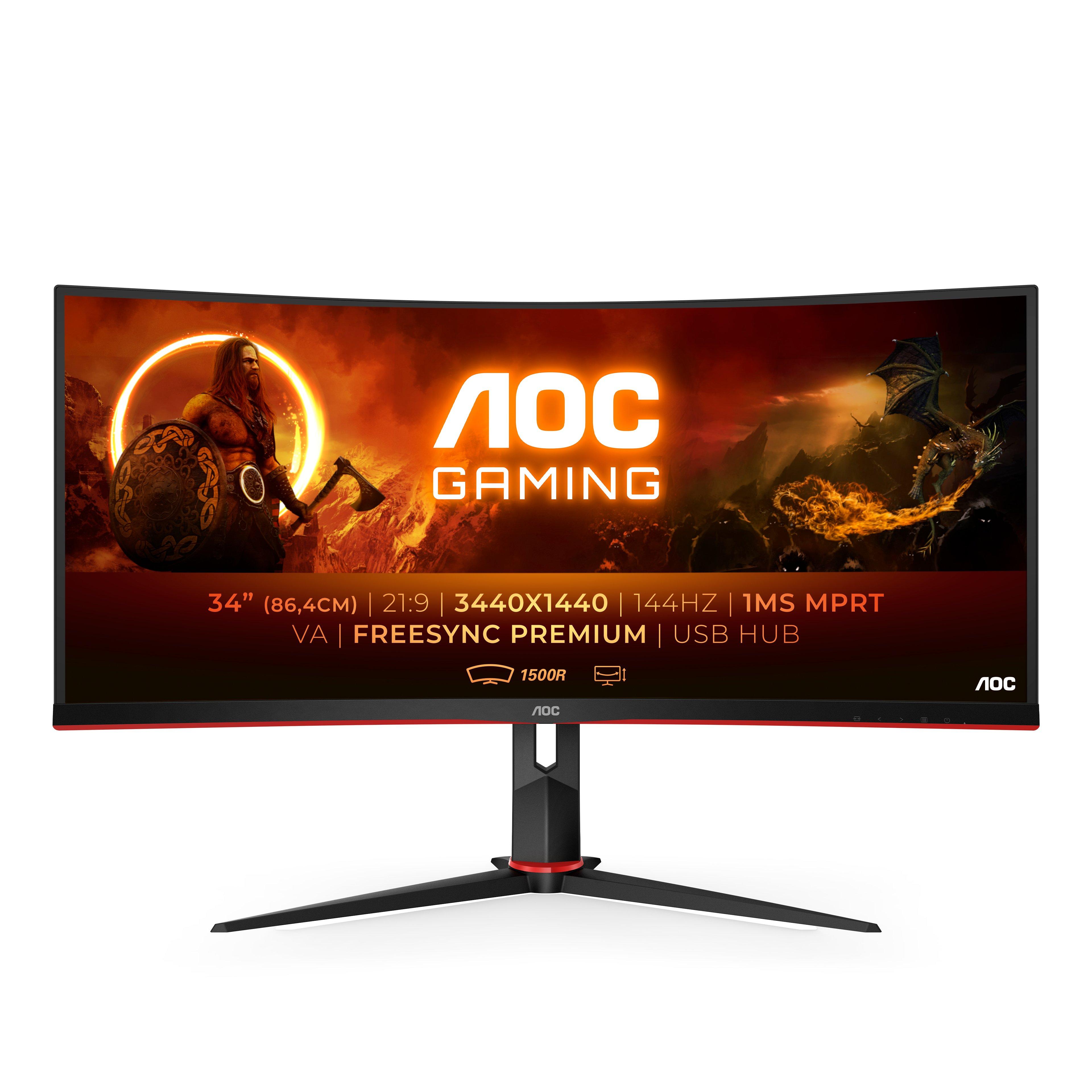 AOC  G2 CU34G2X/BK Monitor PC 86,4 cm (34") 3440 x 1440 Pixel Quad HD LED Nero, Rosso 