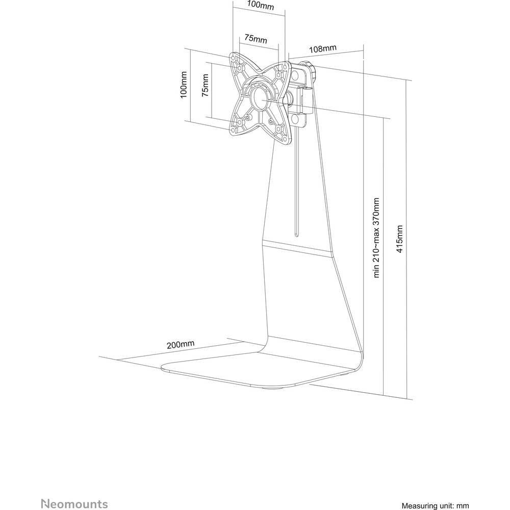 NewStar  1fach Monitor-Standfuß 25,4 cm (10) - 68,6 cm (27) Schwarz Höhenverstellbar, Neigbar 