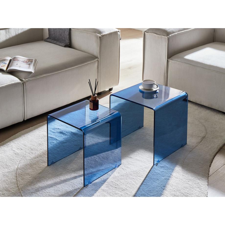 Beliani Lot de 2 tables d\'appoint en Verre de sécurité Moderne KENDALL  