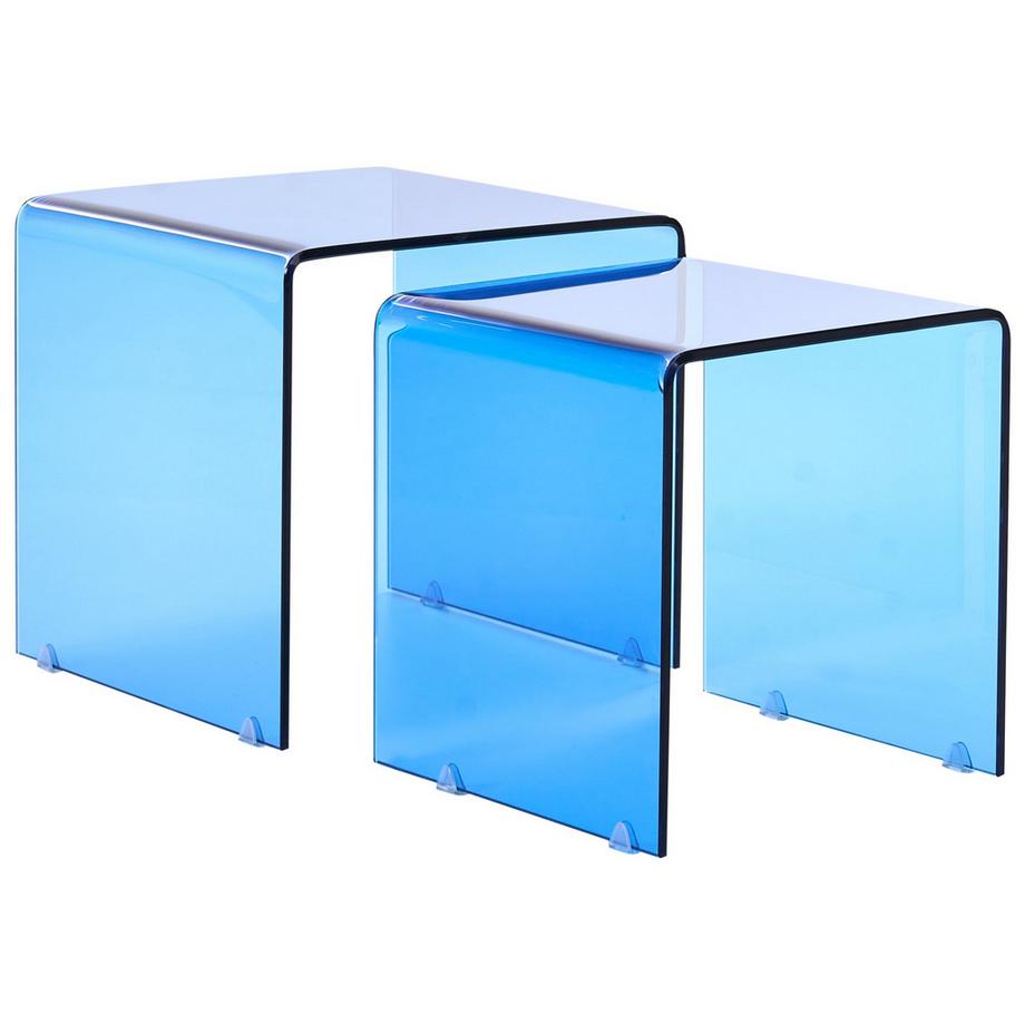 Lot de 2 tables d\'appoint en Verre de sécurité Moderne KENDALL
