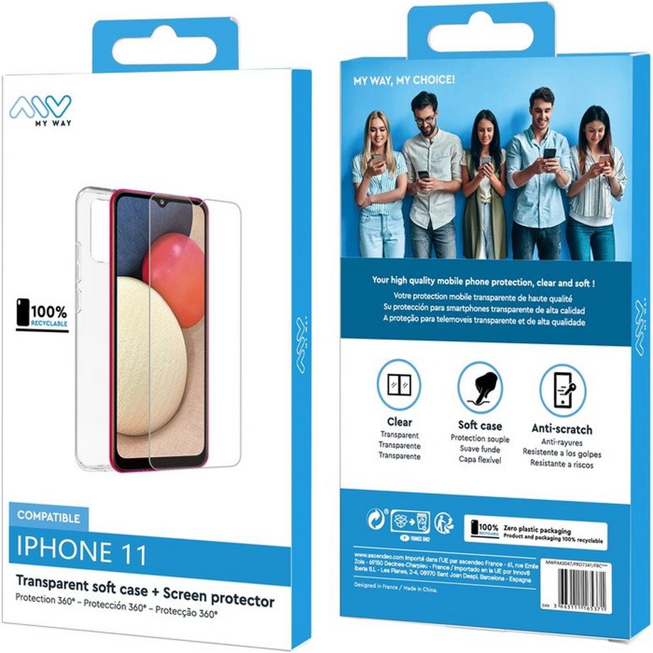 MYWAY  Coque souple + Verre trempé pour iPhone 11 