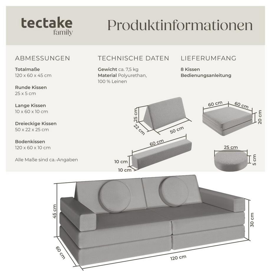 Tectake Canapé de jeu LILLY 11 pièces et disposition flexible  