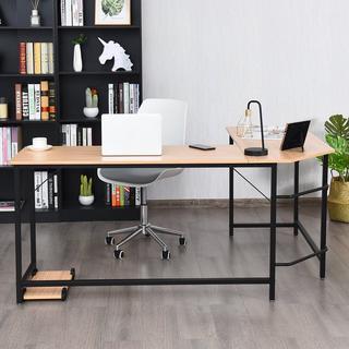 Northix Bureau d'ordinateur en forme de L Bureau d'angle PC Bureau d'angle noir/naturel 168 x 125 x 74 cm-naturel  