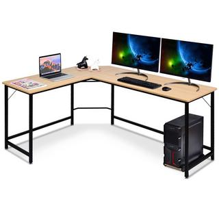 Northix Bureau d'ordinateur en forme de L Bureau d'angle PC Bureau d'angle noir/naturel 168 x 125 x 74 cm-naturel  