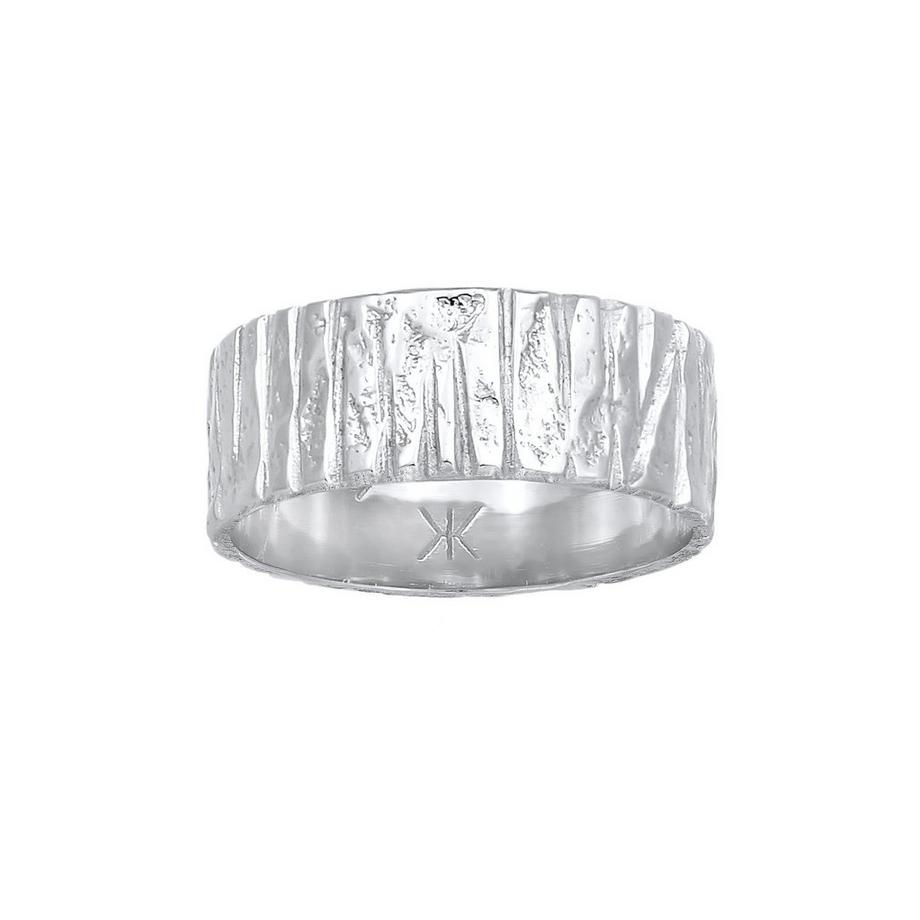 Kuzzoi  Bague Bandring Breit Struktur Gehämmert 925 Silber 