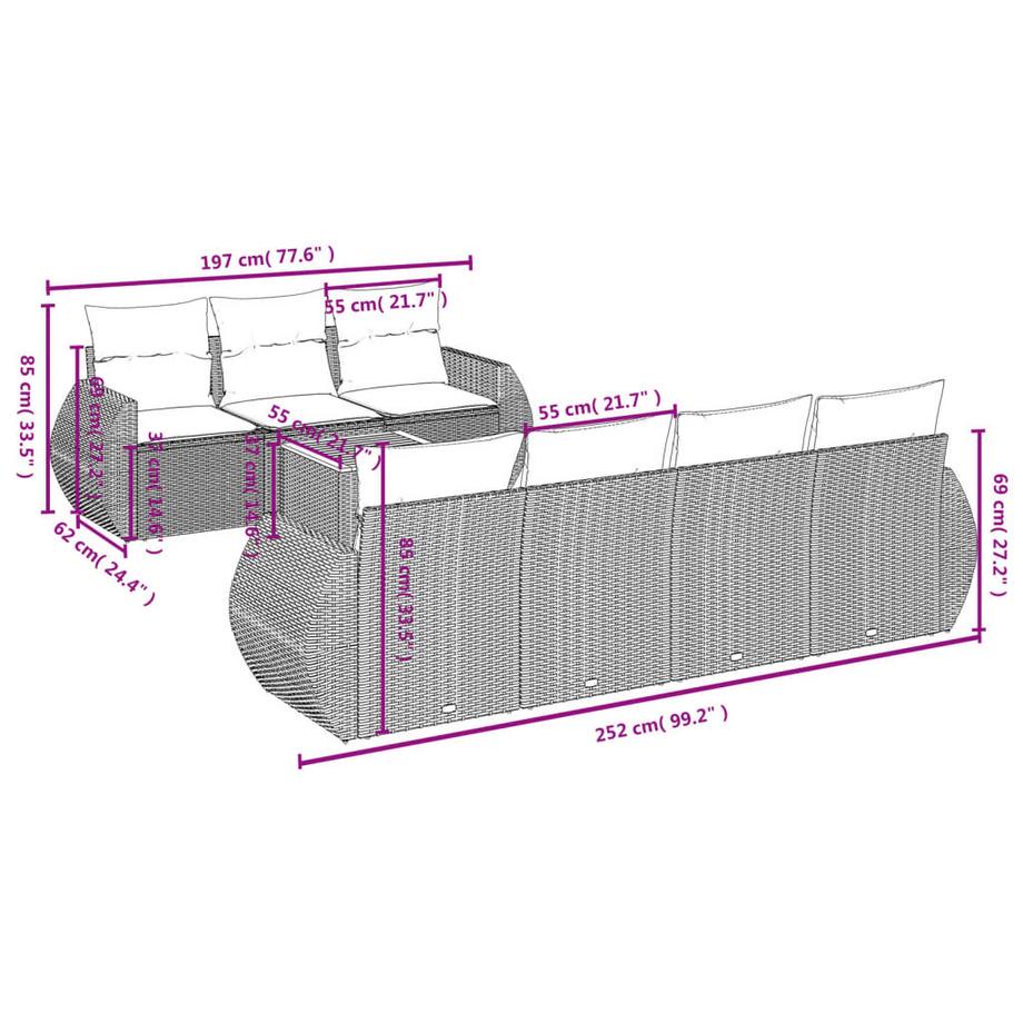 VidaXL Ensemble de canapés de jardin rotin synthétique  