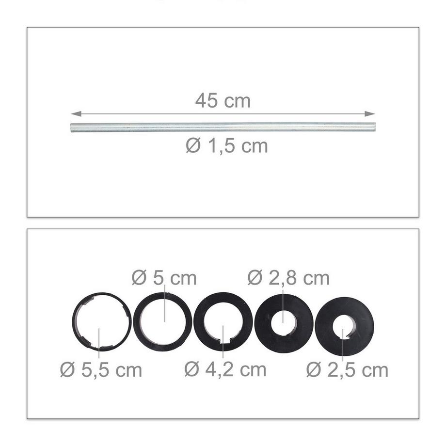 Northix Sonnenschirm mit Bodenhülse 25 - 55 mm  