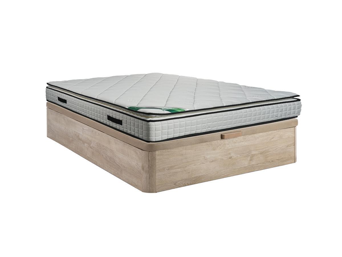 Vente-unique Ensemble 160 x 200 cm sommier coffre naturel clair + matelas mousse et coutil bambou ép.23cm - ADANA de NATUREA  