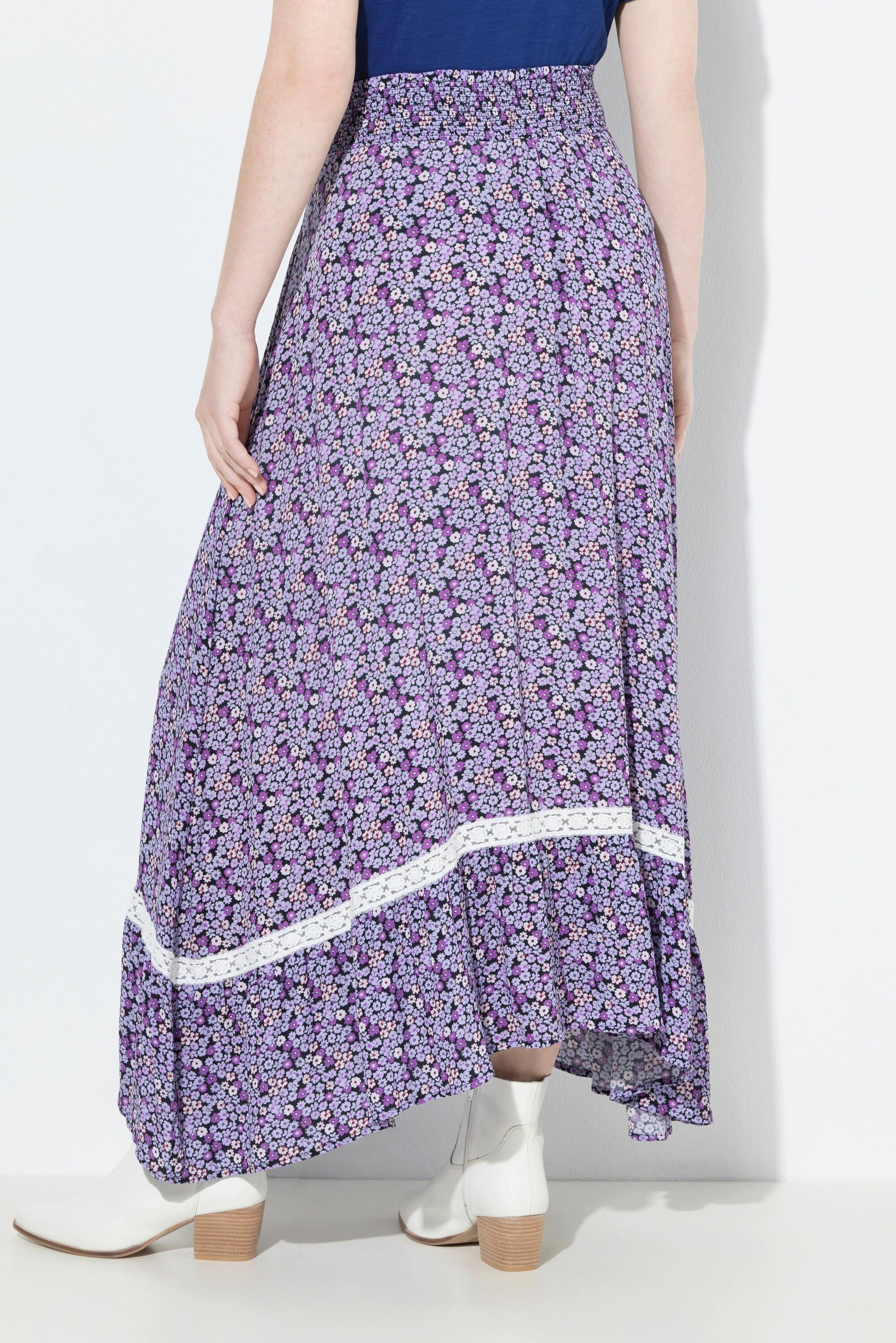 Ulla Popken Midirock Blüten A-Linie Elastikbund  