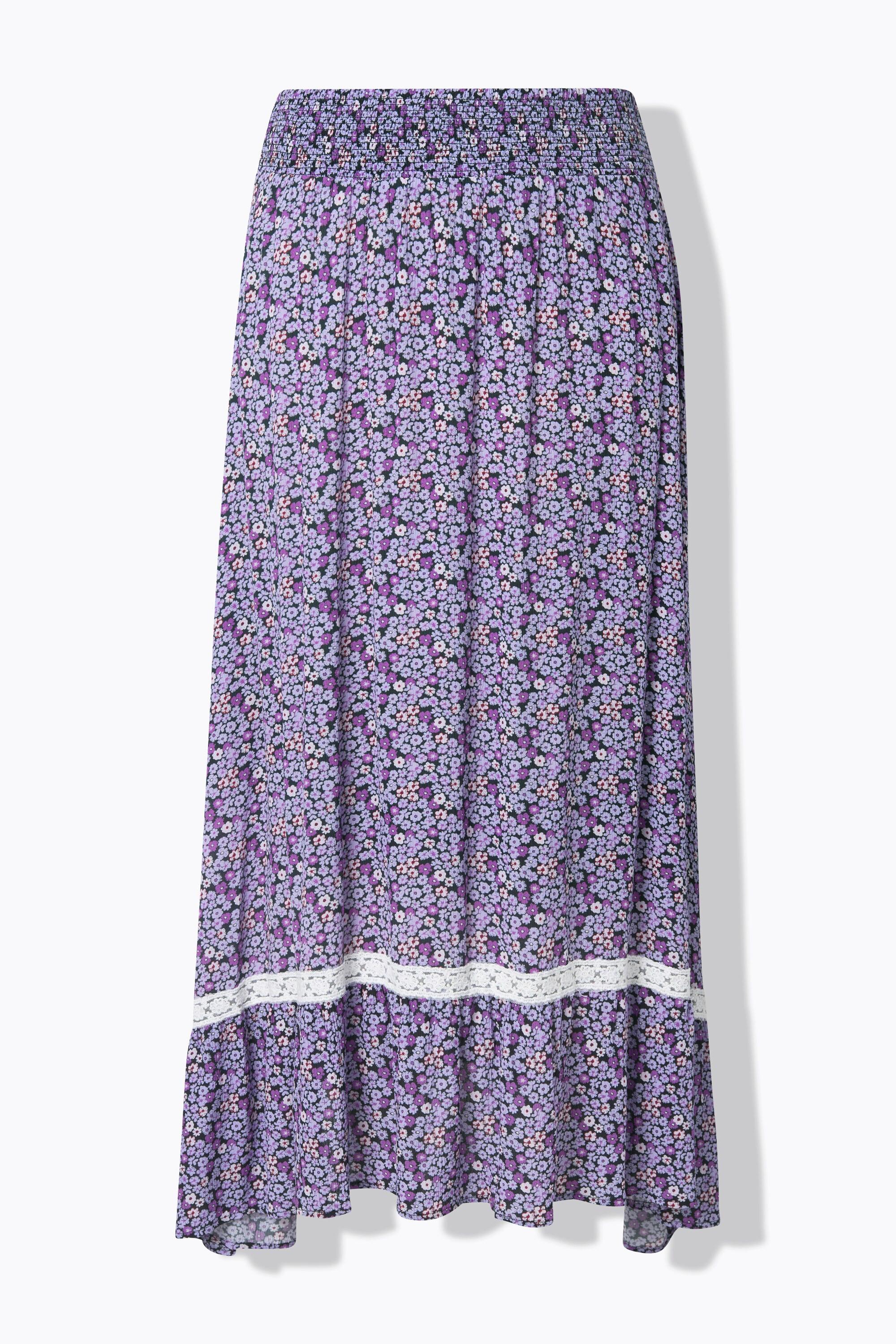 Ulla Popken Midirock Blüten A-Linie Elastikbund  