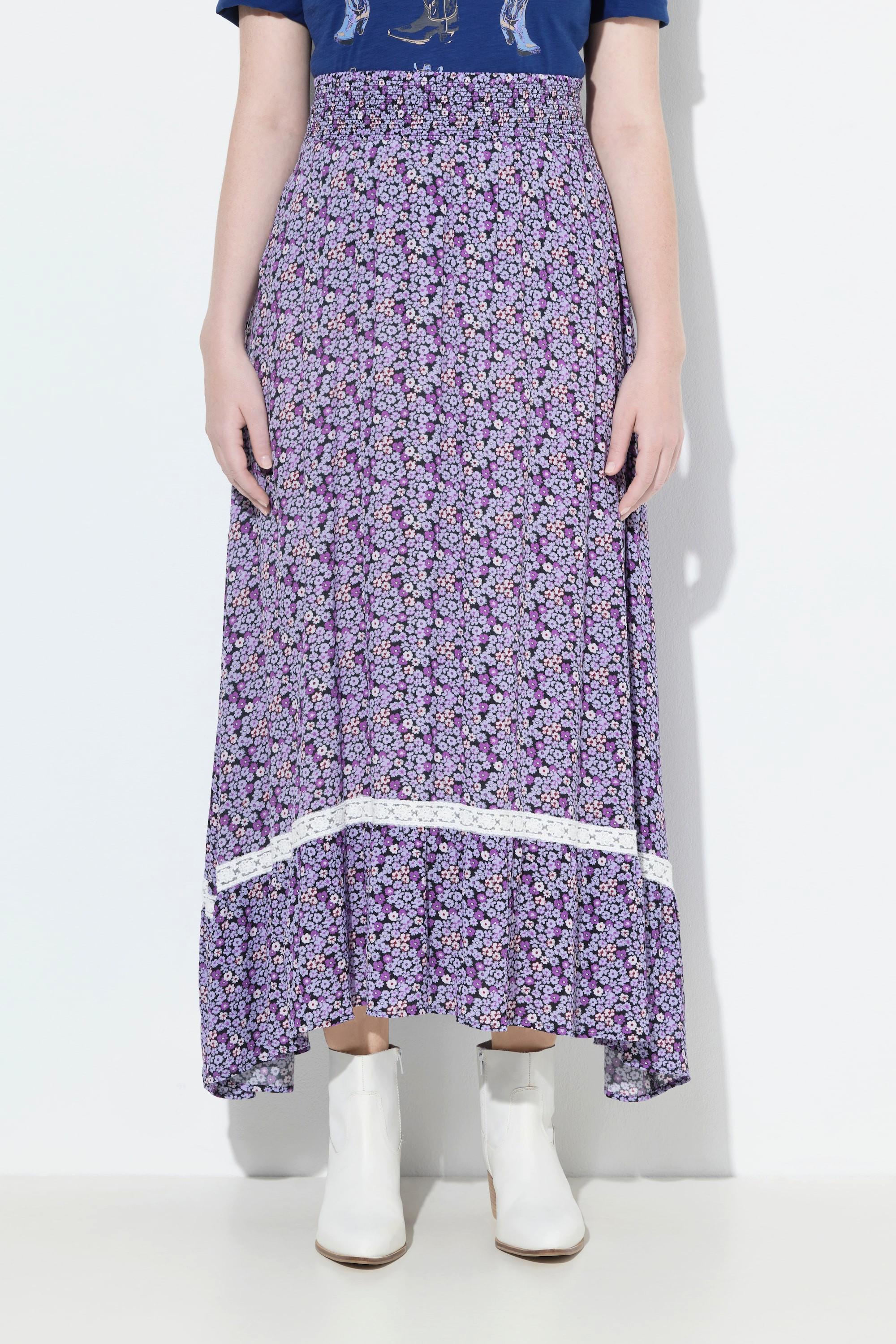 Ulla Popken Midirock Blüten A-Linie Elastikbund  