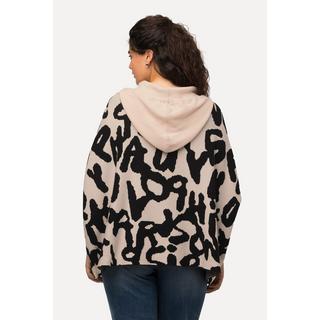 Ulla Popken  Poncho con cappuccio, design leopardato, maglia fine e maniche lunghe 