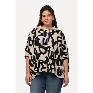 Ulla Popken  Poncho con cappuccio, design leopardato, maglia fine e maniche lunghe 