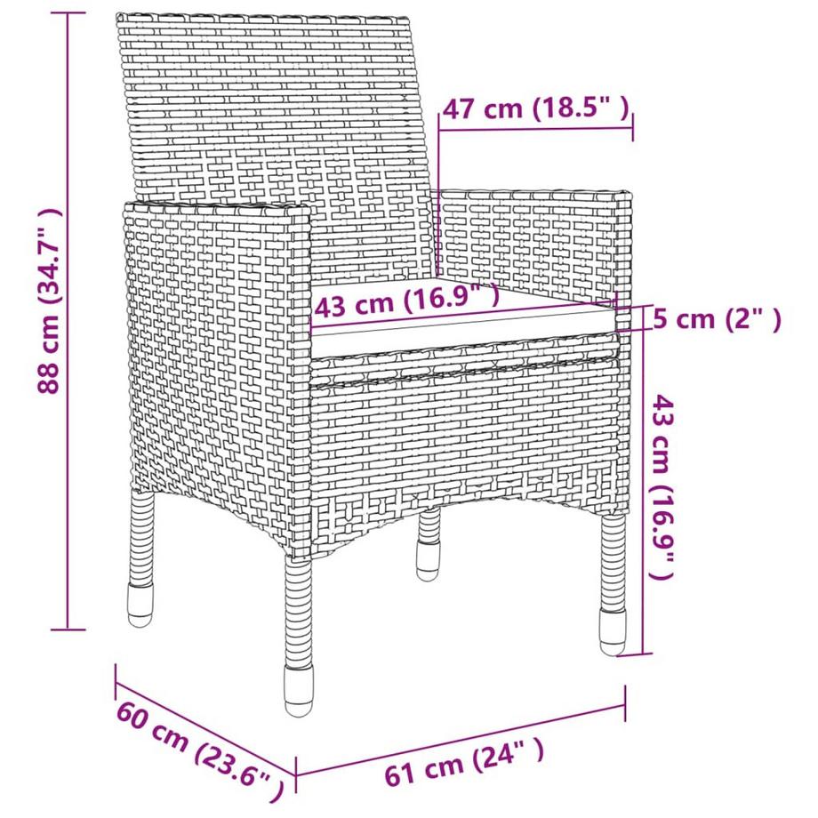 VidaXL Garten-essgruppe poly-rattan  
