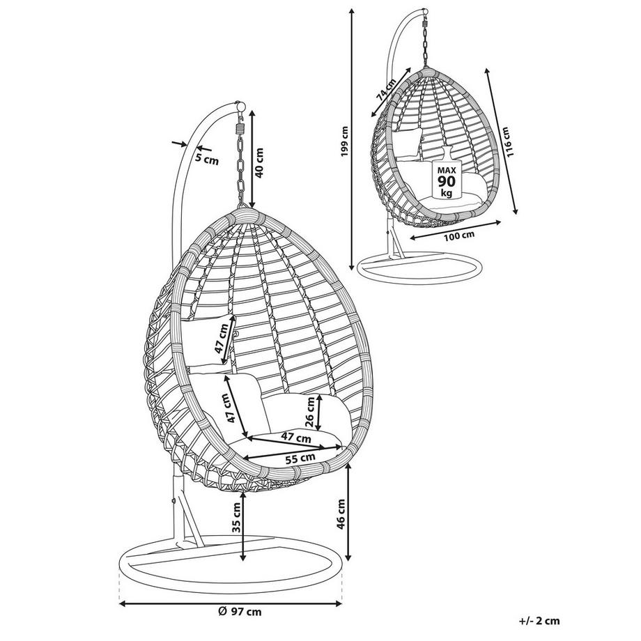 Beliani Hängesessel mit Gestell aus PE Rattan  TOLLO  