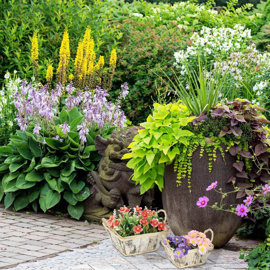 B2X Quadratischer Blumentopf Birke 3er Set  