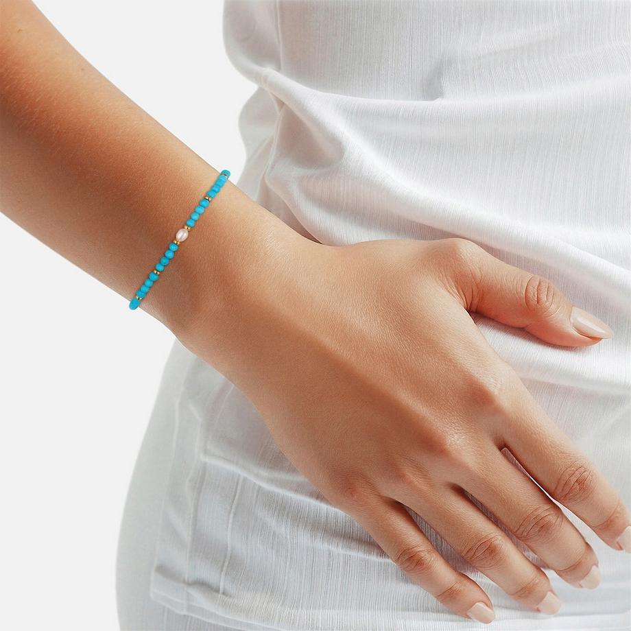 Glanzstücke München  Bracelet acier inoxydable turquoise (rek.) perle d'eau douce 