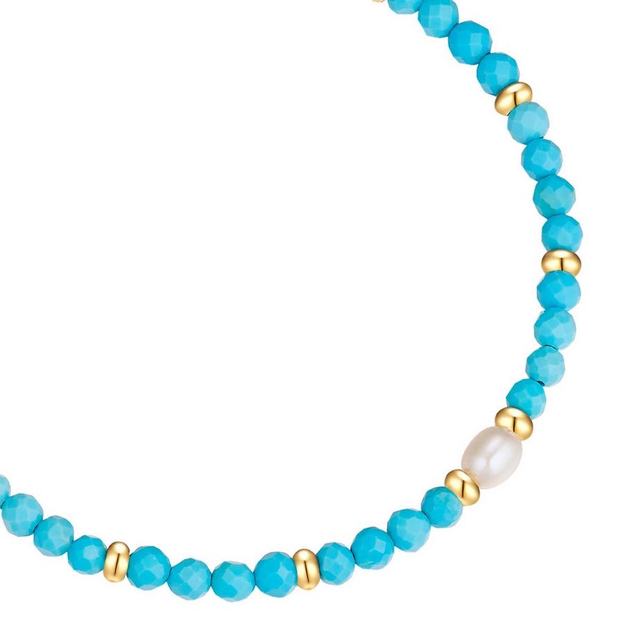 Glanzstücke München  Bracelet acier inoxydable turquoise (rek.) perle d'eau douce 
