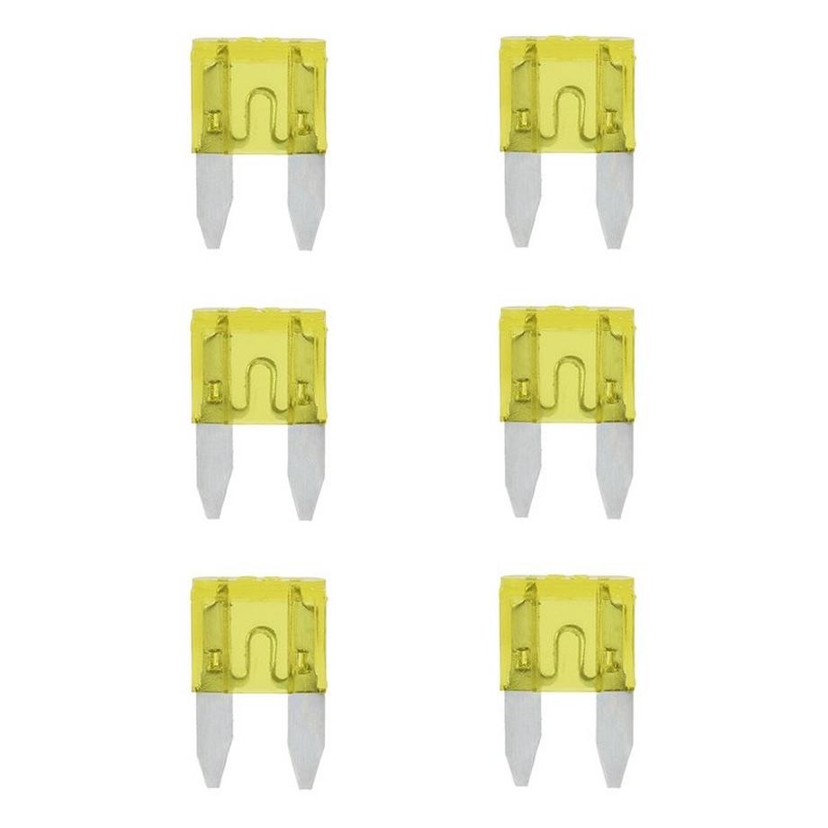 Pricenet  Fusibles à lame mini 20A jaune 6 pièces sous blister 