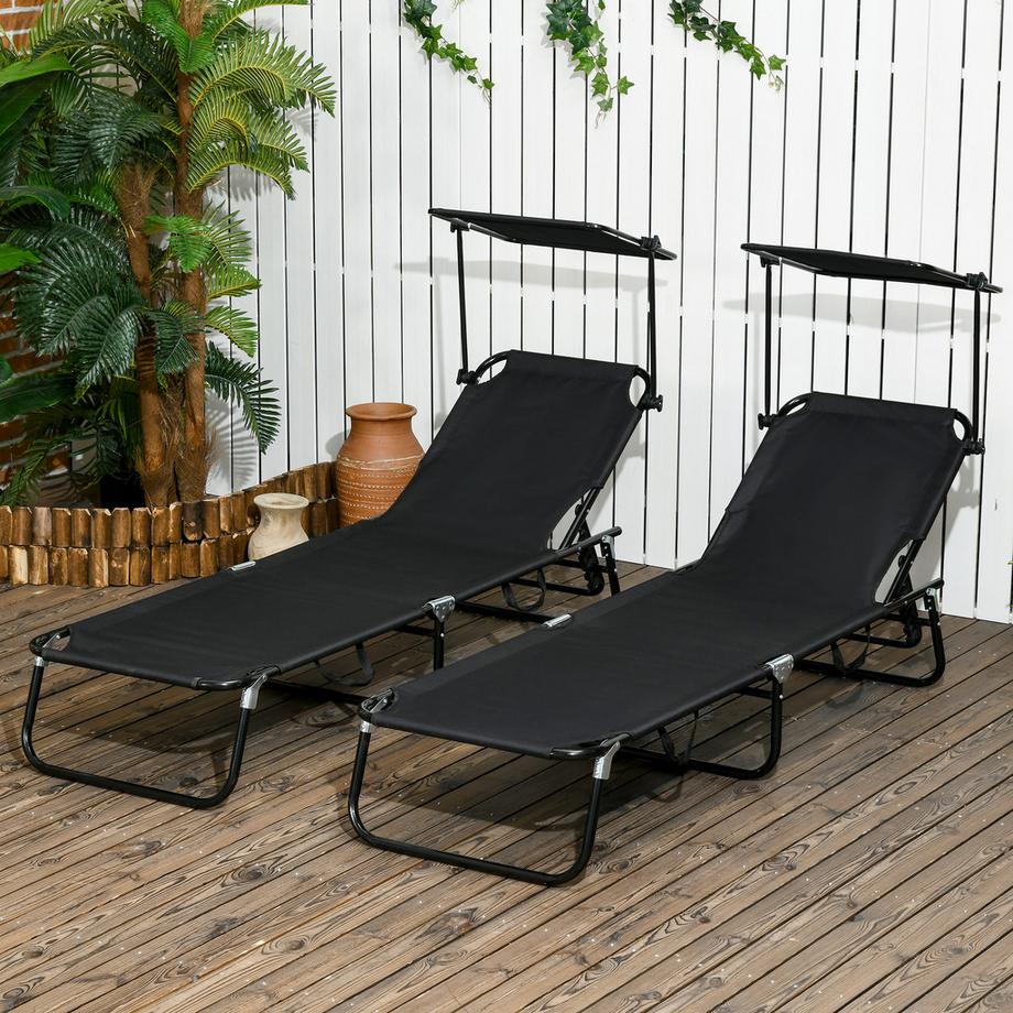 Outsunny ensemble de chaises longues  