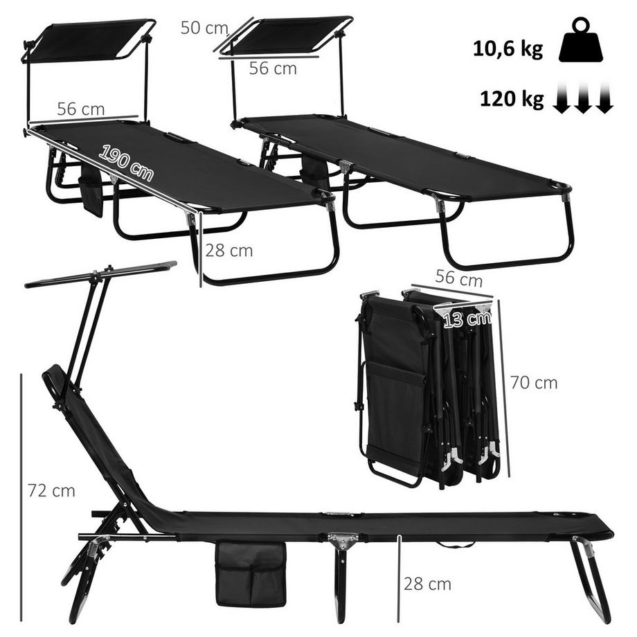 Outsunny ensemble de chaises longues  