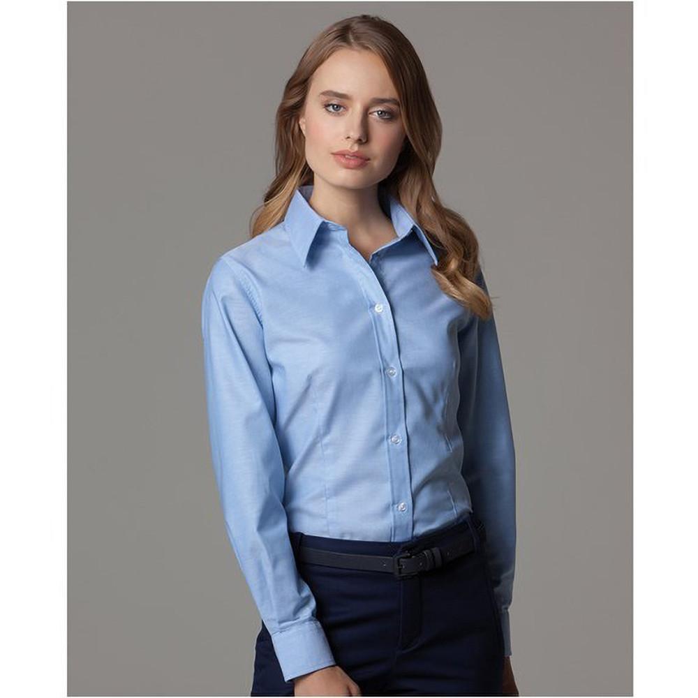 Russell  Collection Easy Care Oxford Bluse, Langarm 