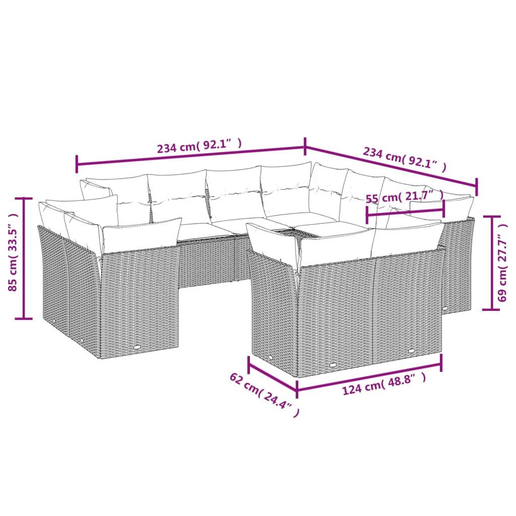 VidaXL Ensemble de canapés de jardin rotin synthétique  