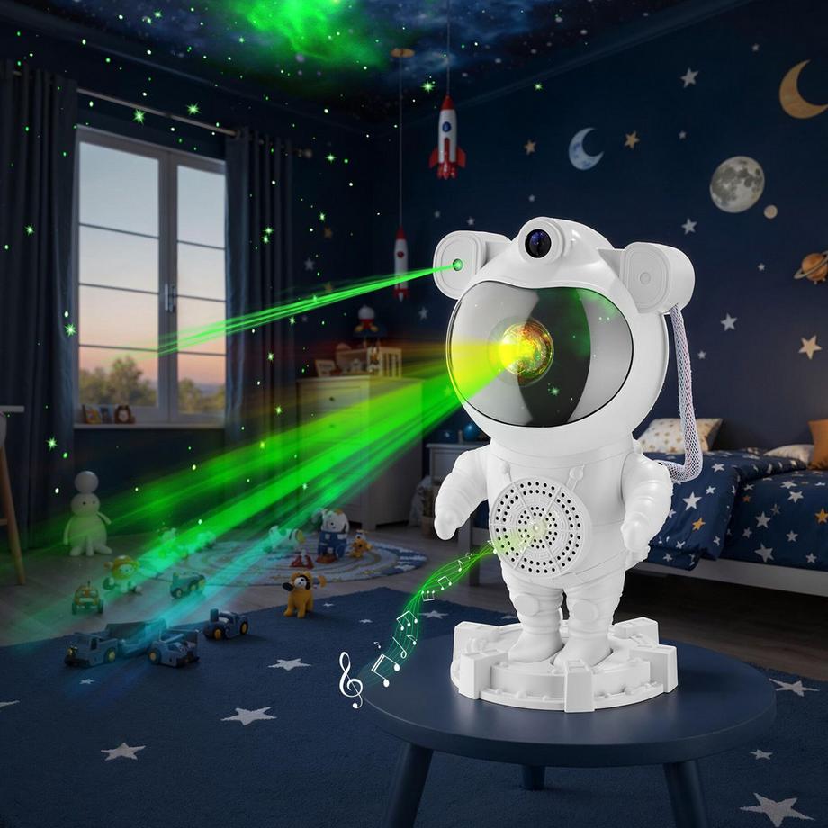 Tectake Proiettore a LED cielo stellato Astronaut Testa girevole a 360°, con stelle, luna e nebulosa  