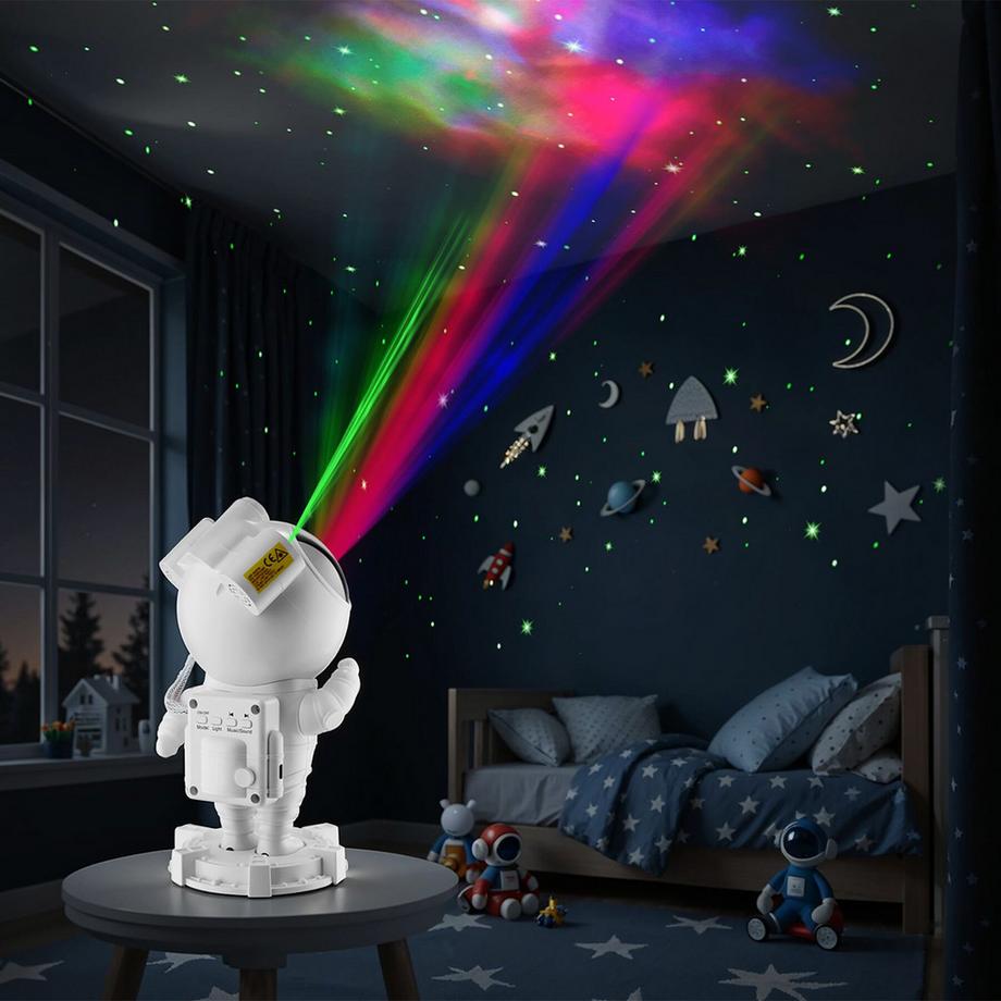 Tectake Proiettore a LED cielo stellato Astronaut Testa girevole a 360°, con stelle, luna e nebulosa  