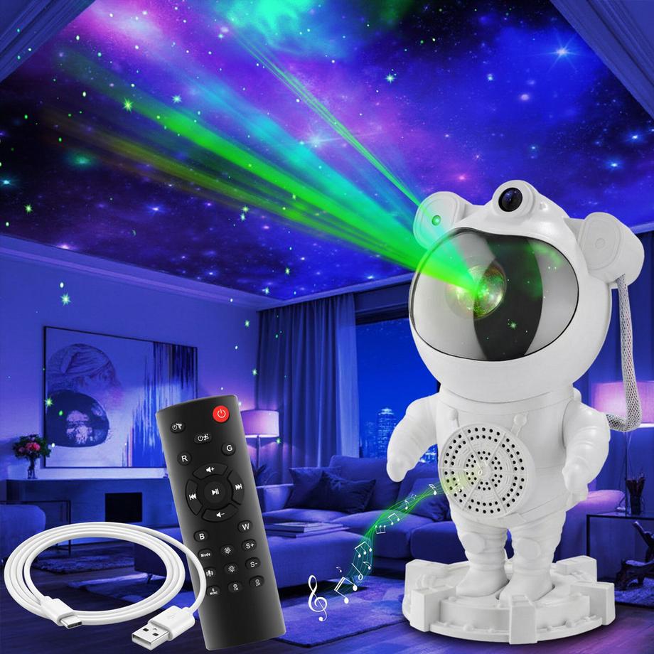 Proiettore a LED cielo stellato Astronaut Testa girevole a 360°, con stelle, luna e nebulosa