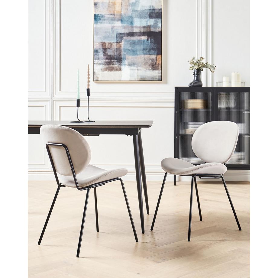 Beliani Lot de 2 chaises de salle à manger en Velours Traditionnel LUANA  