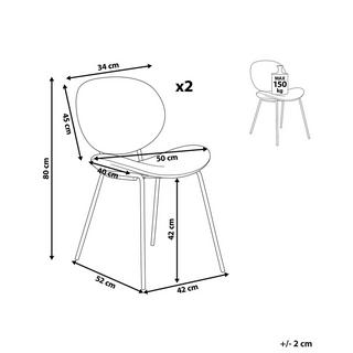 Beliani Esszimmerstuhl 2er Set aus Samtstoff Klassisch LUANA  