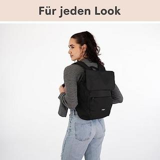 Only-bags.store Rucksack Klein Schwarz - Ronja - Moderner Tagesrucksack mit Laptopfach für Uni Business City - 10L  