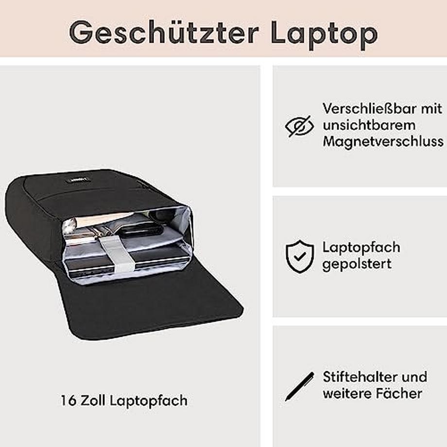 Only-bags.store Ronja Kleiner Moderner Tagesrucksack mit Laptopfach 10L  
