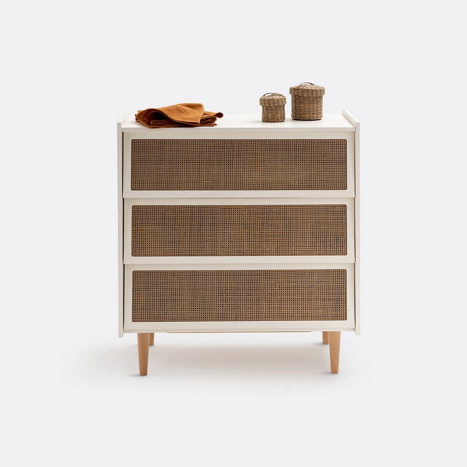 La Redoute Intérieurs Kommode Kaya mit 3 Schubladen aus Rohrgeflecht  