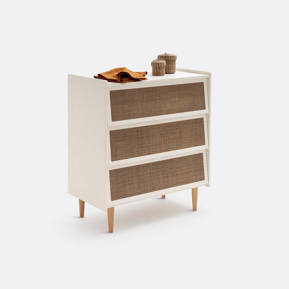 La Redoute Intérieurs Kommode Kaya mit 3 Schubladen aus Rohrgeflecht  