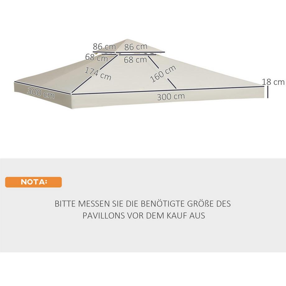 Northio Tetto Di Ricambio Per Gazebo Per Gazebo In Metallo, Gazebo Da Giardino, 3X3 M, Bianco Crema, Poliestere  