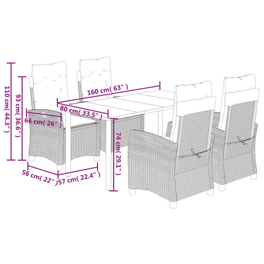 VidaXL set da pranzo da giardino Polirattan  