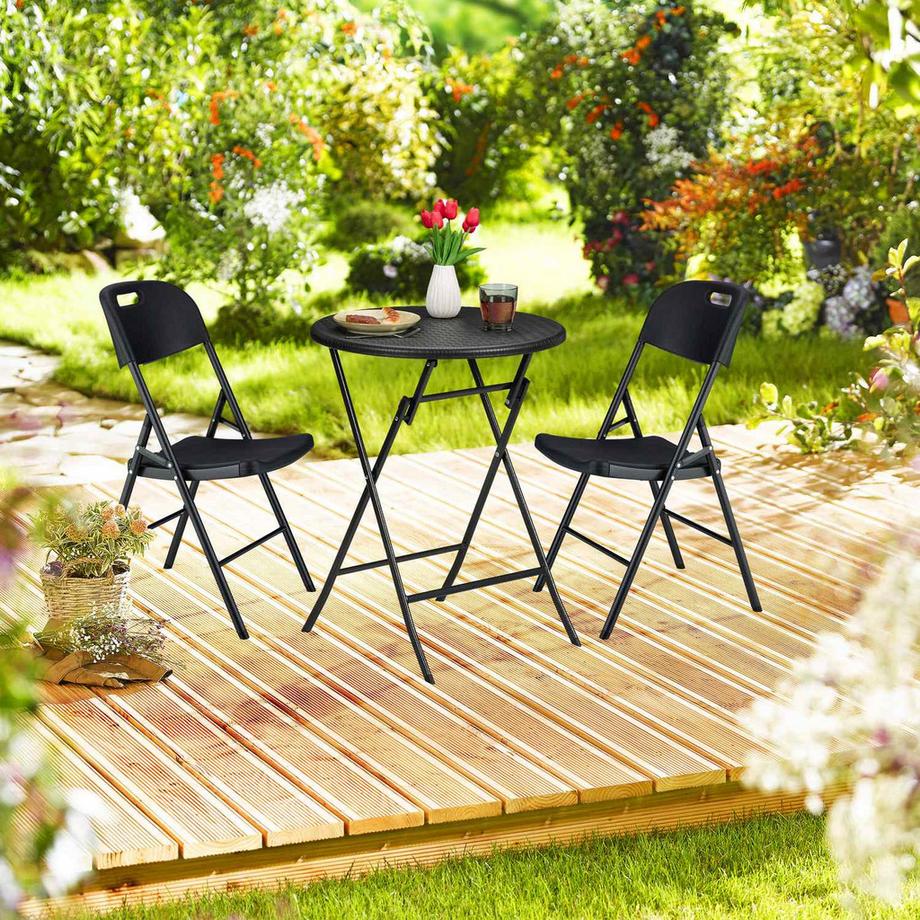 B2X Runder Gartentisch in Rattanoptik  