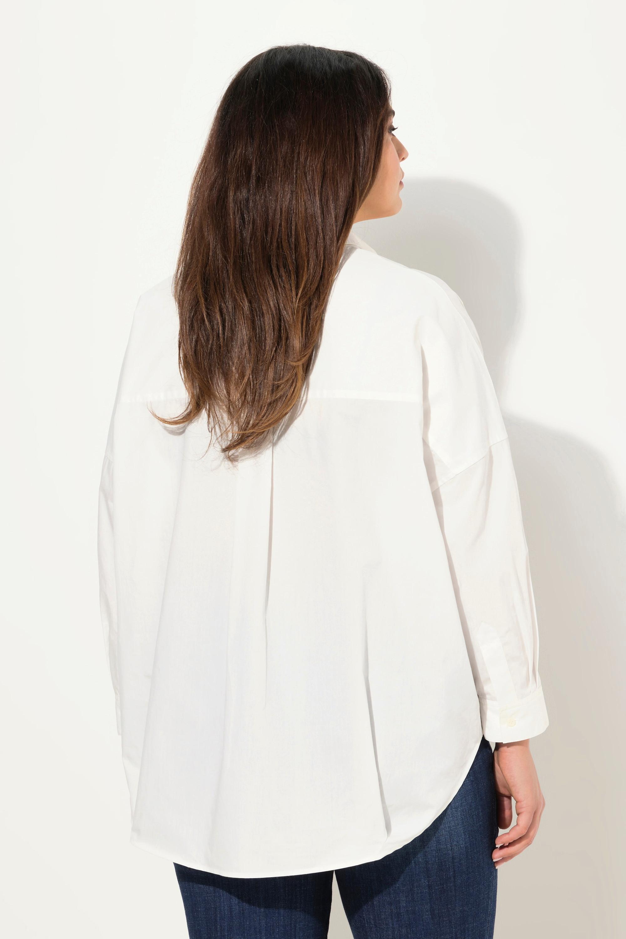 Ulla Popken Camicetta Oversize Pieghe Decorative Collo Camicia Maniche Lunghe  