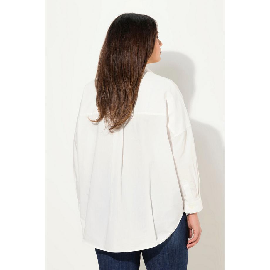 Ulla Popken Oversized Bluse Zierfalte Hemdkragen Langarm  