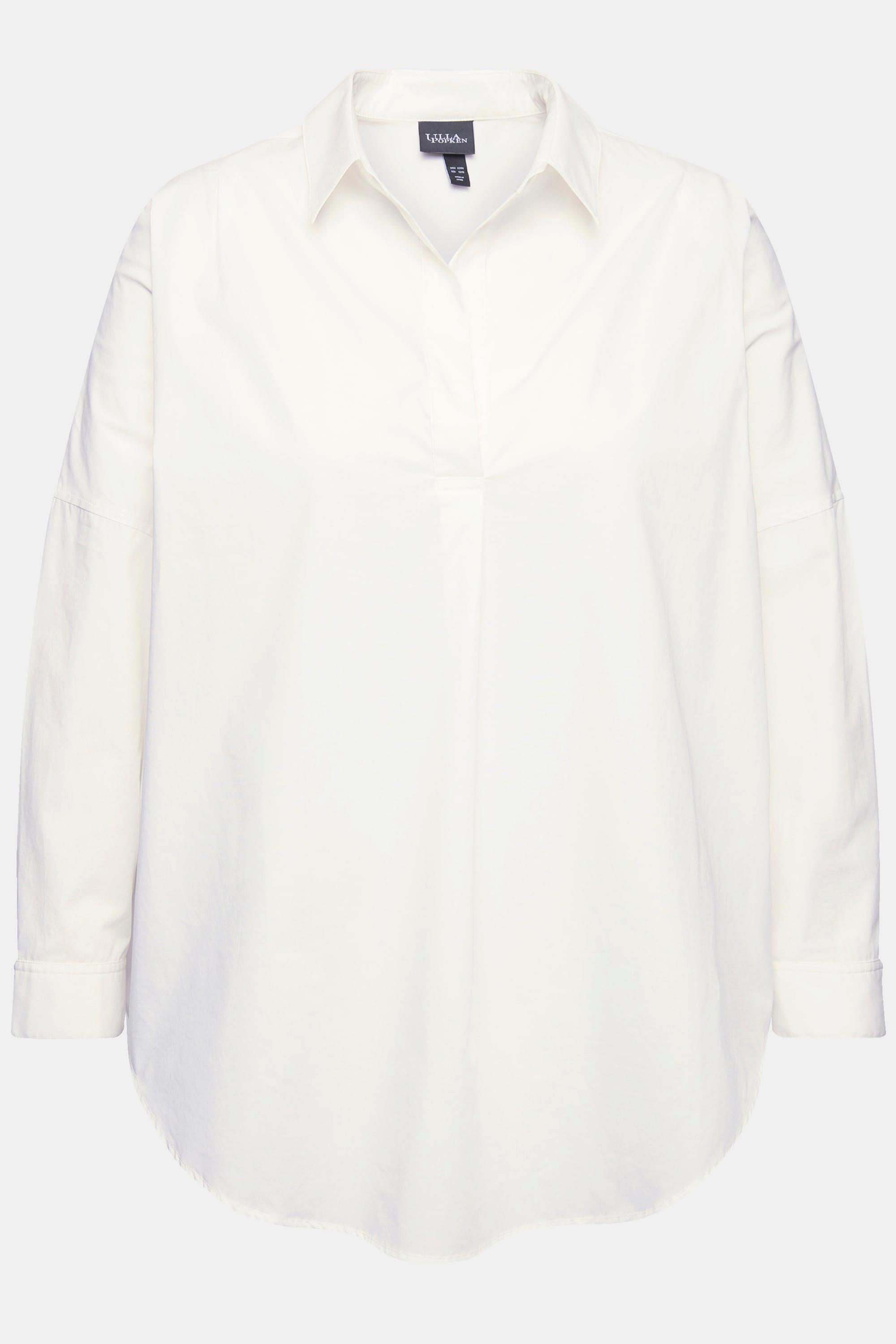 Ulla Popken Camicetta Oversize Pieghe Decorative Collo Camicia Maniche Lunghe  