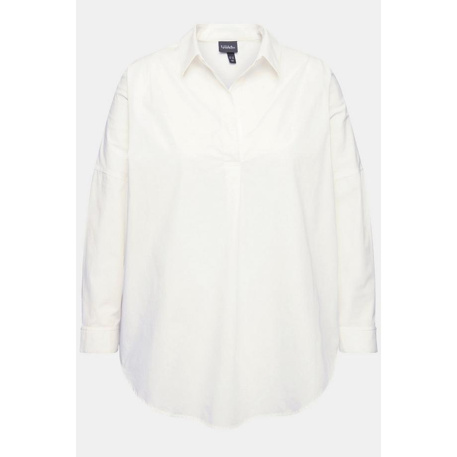 Ulla Popken Oversized Bluse Zierfalte Hemdkragen Langarm  