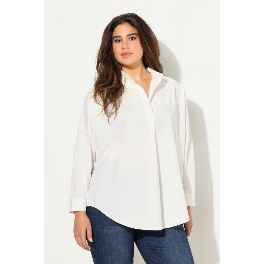 Ulla Popken Oversized Bluse Zierfalte Hemdkragen Langarm  