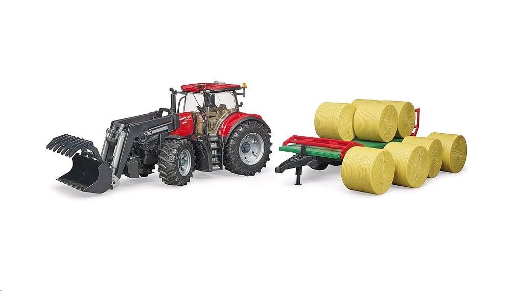 bruder  03198 - Case IH Optum 300CVX mit Frontlader und Ballentransportanhänger 