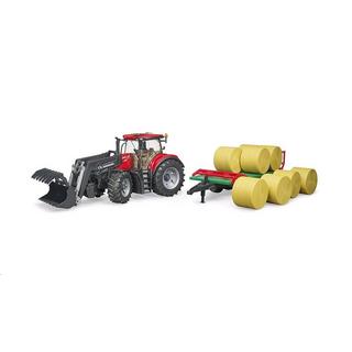 bruder  03198 - Case IH Optum 300CVX mit Frontlader und Ballentransportanhänger 