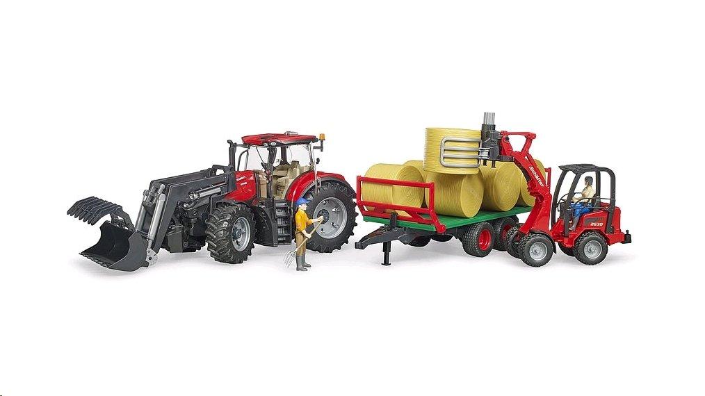 bruder  03198 - Case IH Optum 300CVX mit Frontlader und Ballentransportanhänger 