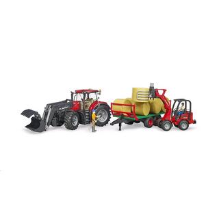 bruder  03198 - Case IH Optum 300CVX mit Frontlader und Ballentransportanhänger 