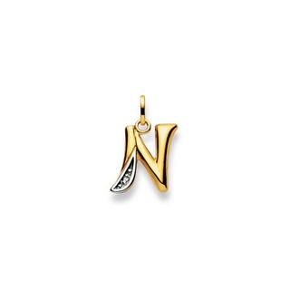 MUAU Schmuck  Anhänger Buchstabe N Bicolor Gelb-/Weissgold 750 Diamant 0.01.00ct. 21x12mm 